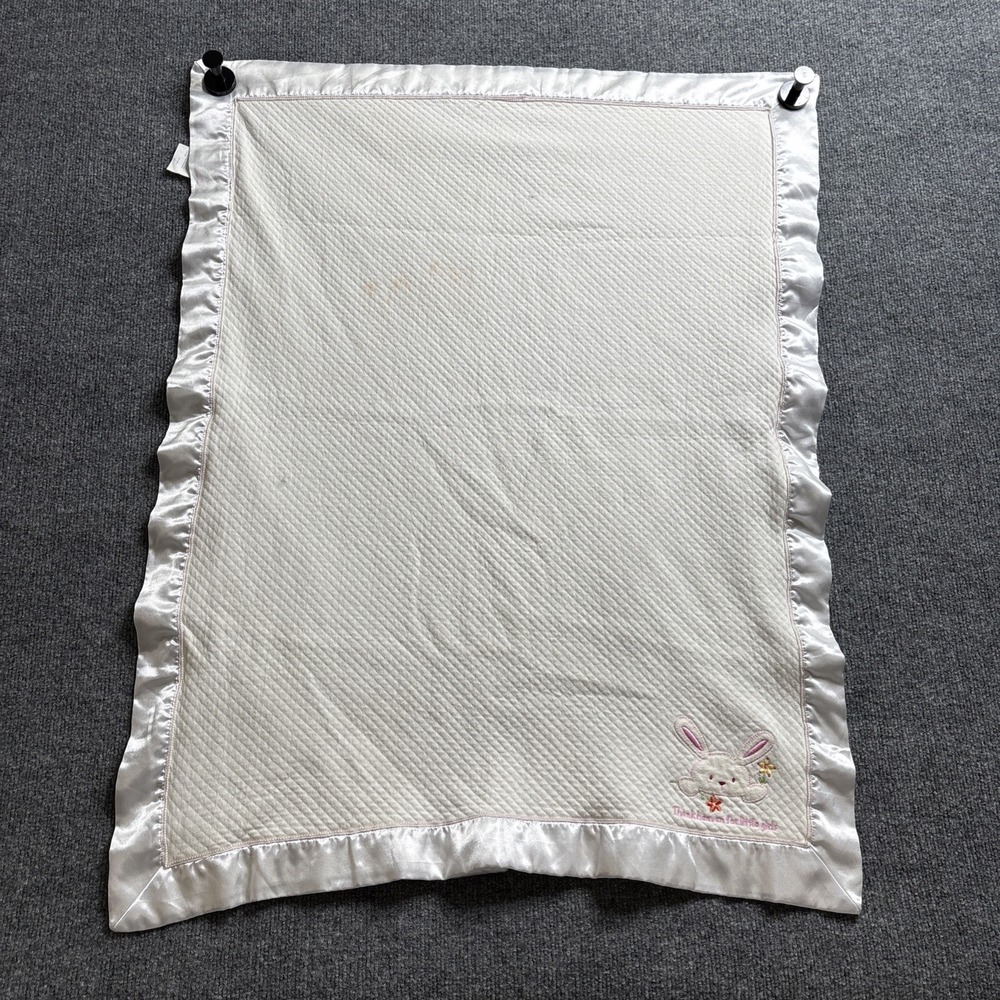 Carters Baby Blanket Quilted Satin Trim Thank Heaven For Little Girls Flowers